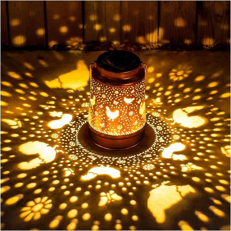 EZTZEN Chicken Solar Lanterns Outdoor Waterproof Hanging Solar Lights Chicken Gifts for Women Men Metal Decorative LED Lanterns for Garden Decor,Yard,Patio,Lawn,Pathway,Landscape - Image 1